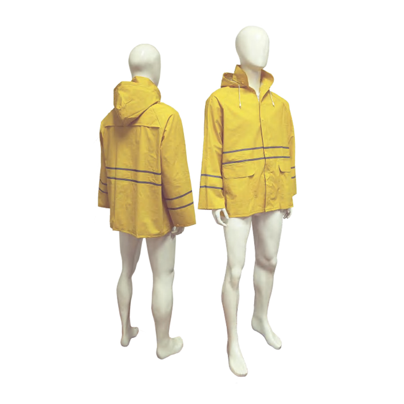 RC003R Polyester PVC Coated Reflective Protective Raincoat