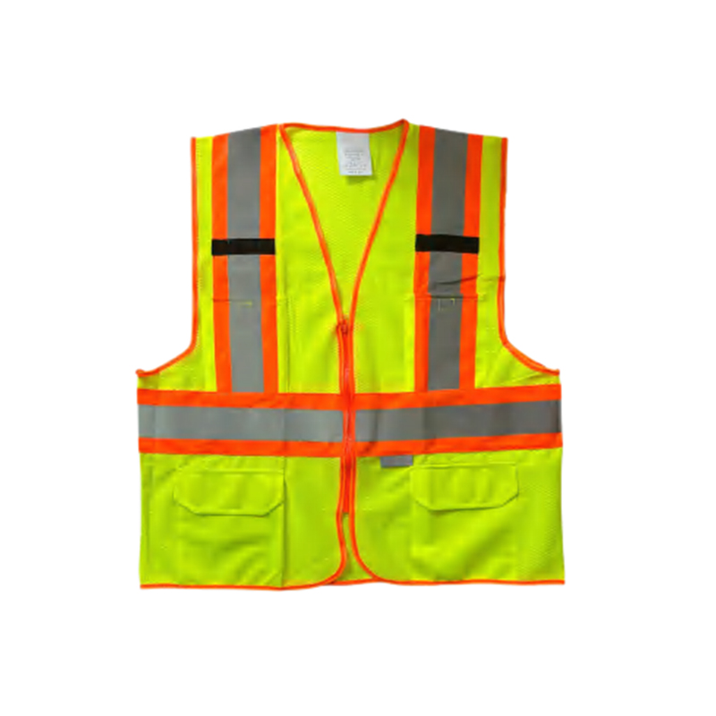 RF012 C% polyester High Visibilitas Reflective Safety Vestis cum Pockets et Zipper